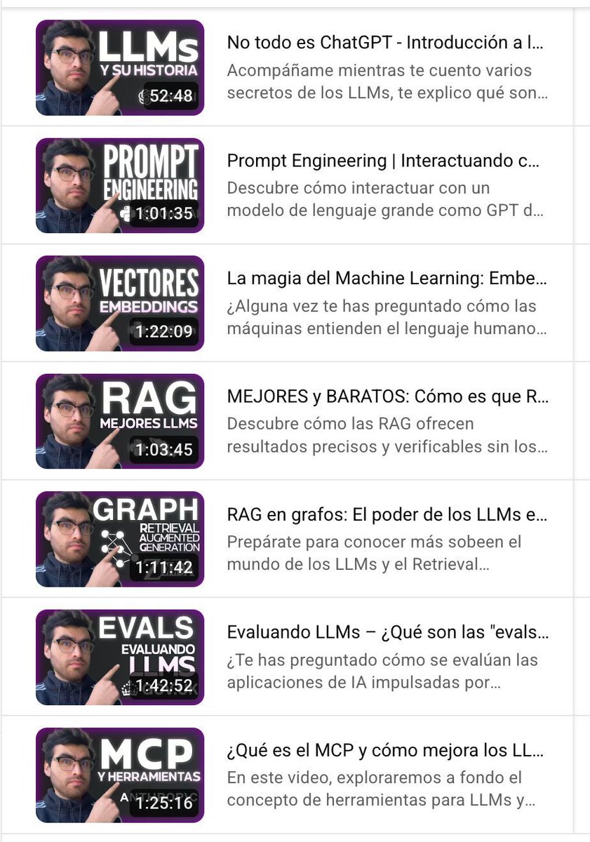 feregri_no's tweet image. Casi 10 horas de buenísimo contenido sobre LLMs, gratis en mi canal de YouTube.