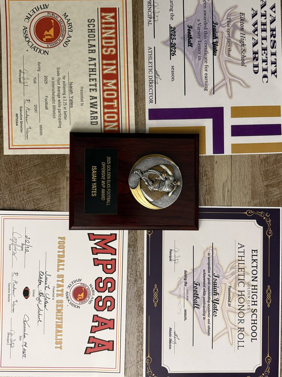 IsaiahYates04's tweet photo. Blessed to have received these awards!! Thankful for the opportunity!
@ElktonFootball @coachjacck @CoachPonzoEHS https://t.co/wYm5UC3uXK