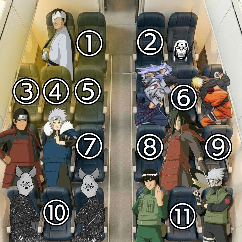 naruto_sebot's tweet image. これから長時間のフライトだ
どこに座りたい？