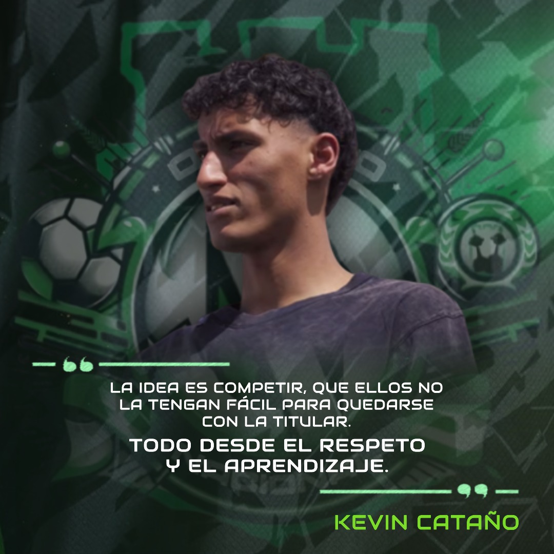 "𝗟𝗮 𝗶𝗱𝗲𝗮 𝗲𝘀 𝗰𝗼𝗺𝗽𝗲𝘁𝗶𝗿" 💚🤍

🎙️ Kevin Cataño

El juvenil arquero muestra mucho respeto y admiración por sus compañeros; no obstante, eso no le impedirá entrenarse al máximo y competir para quedarse con la titularidad del arco de <a href="/nacionaloficial/">Atlético Nacional</a>.