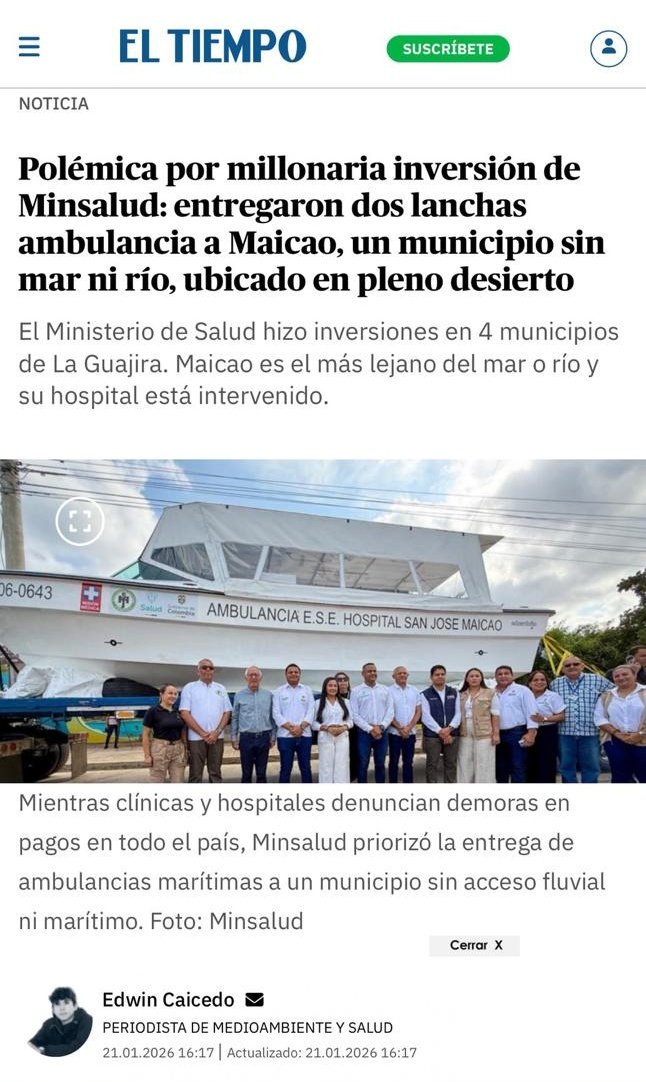 by_vicro500's tweet photo. La realidad supera la ficción:

La parroquia ya tenía un chiste sobre las promesas de los políticos:

"—...¡y les voy a construir el puente!
—Doctor, pero no tenemos río...
—¡No se preocupen, también les traigo el río!".

¡El gobierno ya les llevó lancha, ahora falta el río!

@petrogustavo, Maicao tiene agua... pero bien lejos.

@opinioncaribe @ElCallejeroSM