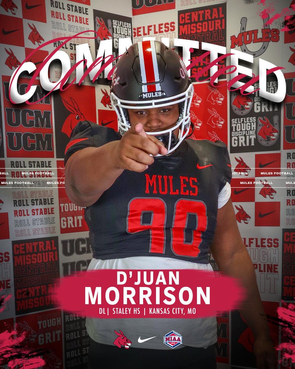 DJuanMorrison's tweet image. After a great visit and a great offer, I am honored to announce my commitment to the University of Central Missouri!! Go Mules @CoachHudgins @StaleyRecruits