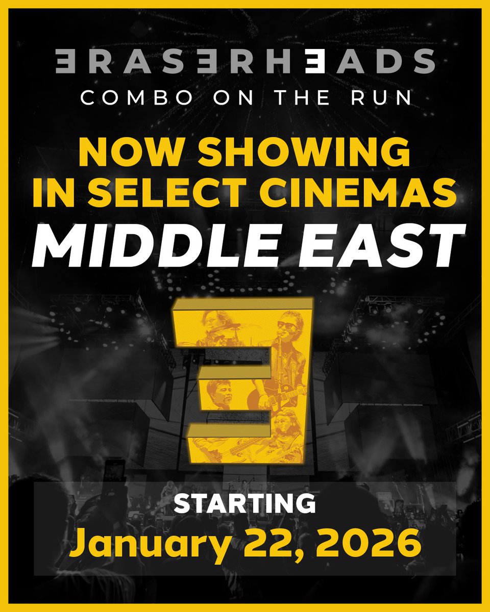 Eraserheads: Combo On The Run is now showing in select cinemas across the Middle East. 

Make sure to get your tickets asap and catch the award-winning documentary on the big screen.

🎟 Tickets: mytfc.com/theaters/ehead…

#EheadsComboOnTheRun
#ABSCBNGlobal #TFC