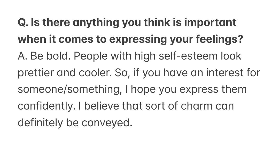 useuun's tweet photo. My favorite Jiyeon's answer from her solo interview:

"Be bold. People with high self-esteem look prettier and cooler. So, if you have an interest for someone/something, I hope you express them confidently. I believe that sort of charm can definitely be conveyed."

#TransitLove4 https://t.co/Yjp2S2K0xN