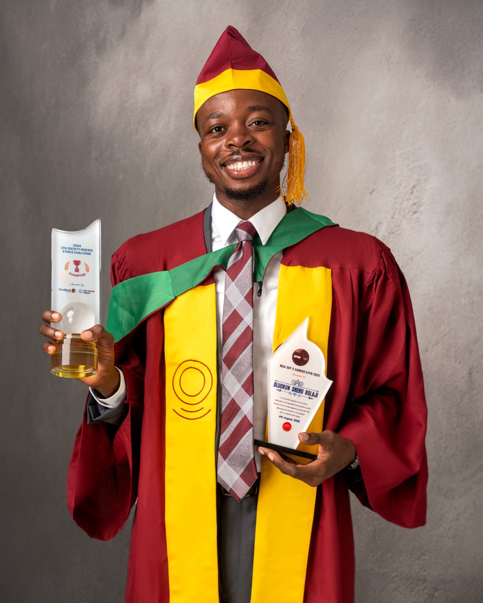 OluokunShehu's tweet image. After six years in Uni.
Introducing, Oluokun Shehu Bolaji, AAT, ACA, BSc Banking and Finance first class (Hons). CFA ethics challenge national champion 2024.

CGPA of 4.91

God really did!