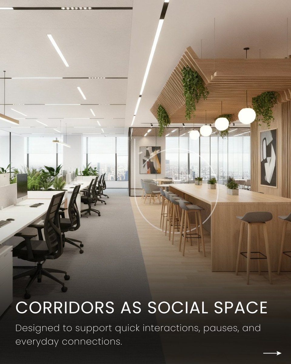 officebanao's tweet photo. Corridors are more than passageways. They’re where conversations spark and work resets.

Swipe through to see how thoughtful in-between spaces shape focus and connection.

#Officebanao #Turnkey #CommercialInteriors #InteriorArchitecture #DesignWithIntent #ModernWorkspaces https://t.co/DEqnlefKTK