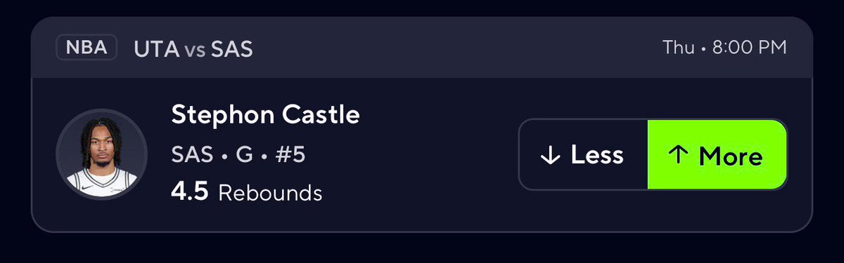 PickProp's tweet image. 1/22 NBA🏀EARLY🦉HAMMER PROP 🔨

❤️100 LIKES/RT TO DROP NEXT NBA💰

Stephon Castle ⬆️ 4.5 Rebounds (-129) 

#PrizePicks #NBA