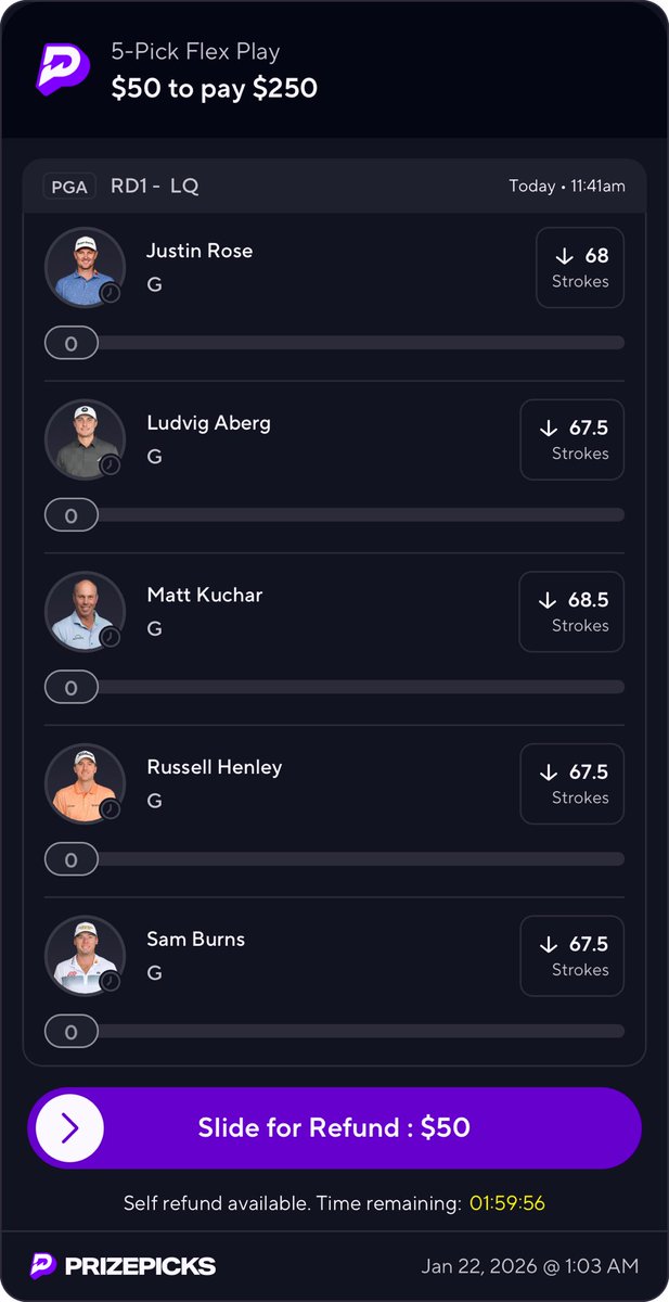 Mix and Match these 10 plays how you like! Should be a scoring fest tomorrow best conditions of the week and the pins don’t seem tricky at all!
