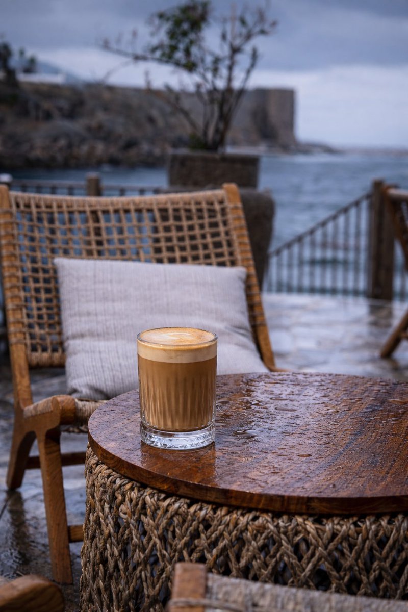 Yağmurun sesi, denizin huzuru ve sıcacık bir kahve.☕️🌧️