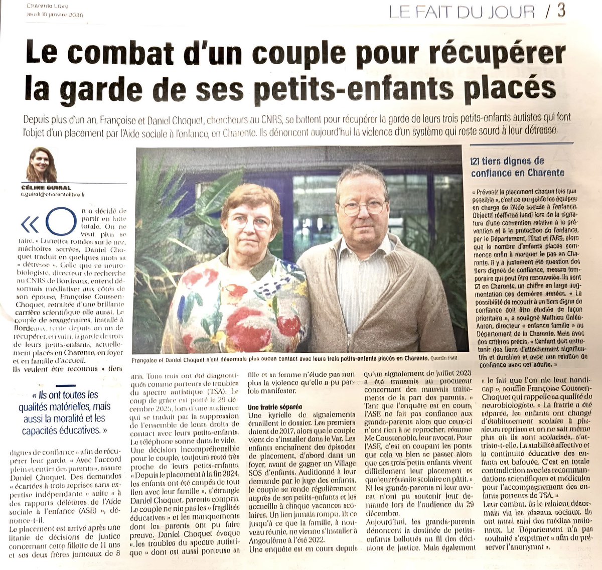 Les Grands Parents sont exclus de la vie de leurs petits enfants dès le placement.

C'est tellement plus rentable de placer les enfants, que de le placer chez les grands parents, ressource, bienveillant et gratuit.

L'ASE est un commerce, qui fonctionne en terme de rentabilité.