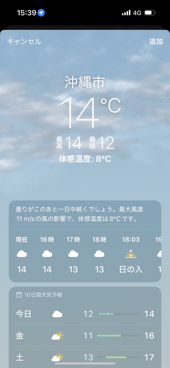 寒すぎて世の中を疑いそうなフェーズにかかったので、沖縄の気温みて正気を保っています