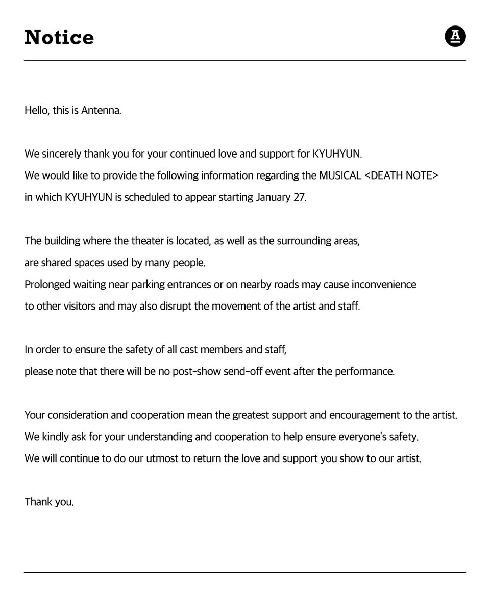 💛

[안내] 뮤지컬 <데스노트> 관련 안내

weverse.io/kyuhyun/notice…