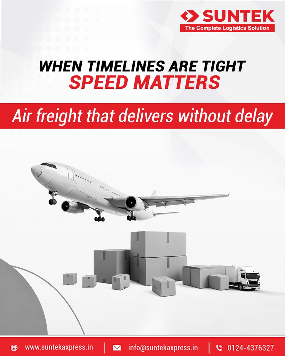 Suntek Air Freight offers secure handling, priority movement, and real-time visibility for time-sensitive and high-value shipments. #SuntekAxpress #AirFreight #ExpressCargo #TimeCritical #FastLogistics