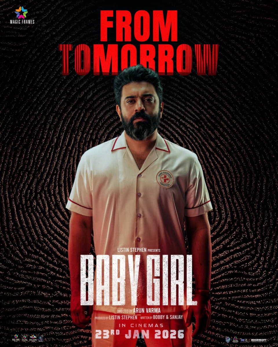 Releasing tomorrow, #BabyGirl!
Looking forward to it. Hoping for yet another blockbuster from #NivinPauly ❤️‍🔥

 <a href="/NivinOfficial/">Nivin Pauly</a> #ListinStephen