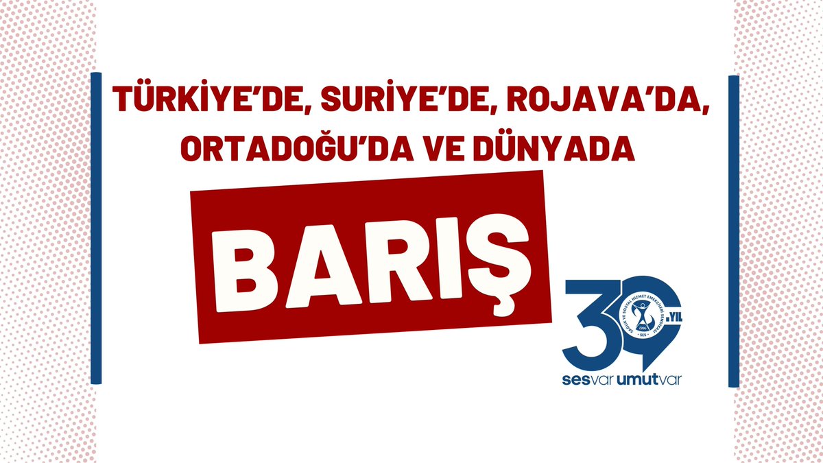 sesgenelmerkezi's tweet image. Türkiye’de, Suriye’de, Rojava’da, Ortadoğu’da Ve Dünyada BARIŞ!

Daha öncede defalarca ifade ettiğimiz gibi savaş bir halk sağlığı sorunudur. Savaşın ölüm, sakatlık, açlık, yoksulluk, göç ve trajedi olduğunu defalarca deneyimledik. Savaş; aynı zamanda ucuz işçilik ve sömürünün…