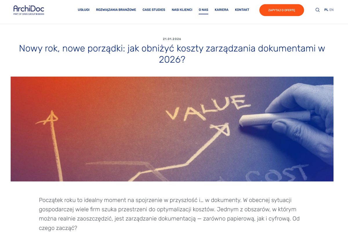 ArchiDocSA's tweet photo. 📄 Nowy rok to dobry moment, by przyjrzeć się temu, jak naprawdę zarządzamy dokumentami. W wielu firmach to właśnie w obiegu dokumentów kryje się potencjał na realne oszczędności, większe bezpieczeństwo i sprawniejsze procesy.

👉 https://t.co/lDFLdhN8SY https://t.co/1ZJe7kEnCO