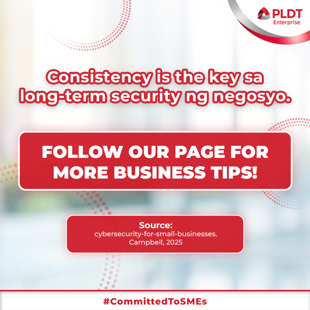 PLDTEnterprise's tweet photo. Kapag updated ang systems, may antivirus sa lahat ng devices, alam ng team kung paano iwasan ang scams, at may incident plan ka, mas kampante ka kahit may cyber threats.🔐

Learn more: https://t.co/Yt2o2qV9Q8

#CommittedToYourSuccess https://t.co/OoVFGsasbs