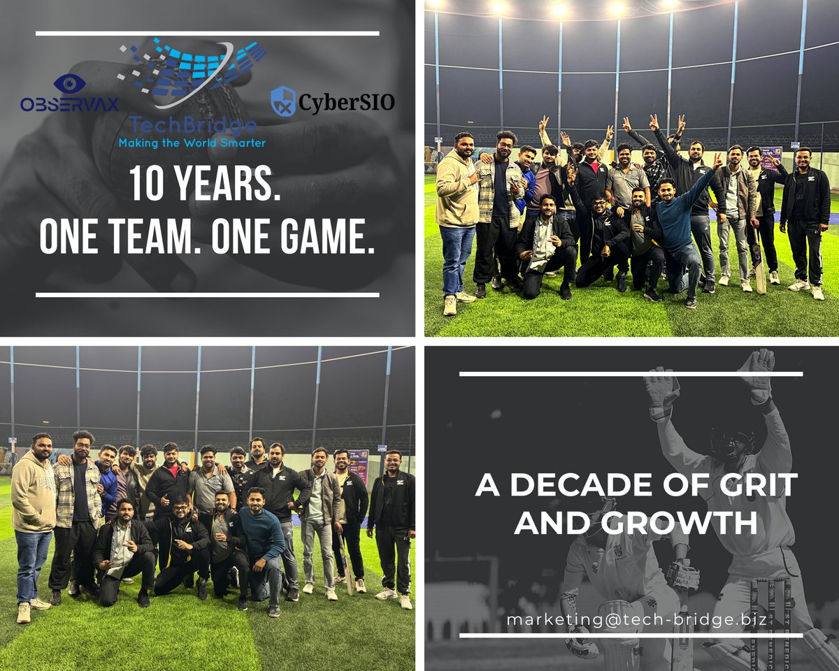techbridgeindia's tweet photo. A decade in, and the hunger is still the same. We celebrated 10 years of TechBridge with a cricket match that captured everything we stand for, teamwork, trust, and the will to win together. Proud of this team, excited for the road ahead. #10yearsoftechbridge #workhardwinbig https://t.co/y4TRRgxacF