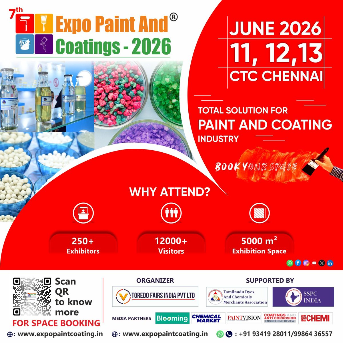 🇮🇳 The Future of Paints &amp; Coatings Awaits You!  
Get ready for the 7th Expo Paint &amp; Coatings 2026, India’s most comprehensive industry showcase.
📍 Chennai Trade Centre, Tamil Nadu, June 11–13, 2026 
🌐 expopaintcoating.in 
#expopaintcoatings #epc2026 #expopaint #toredofairs
