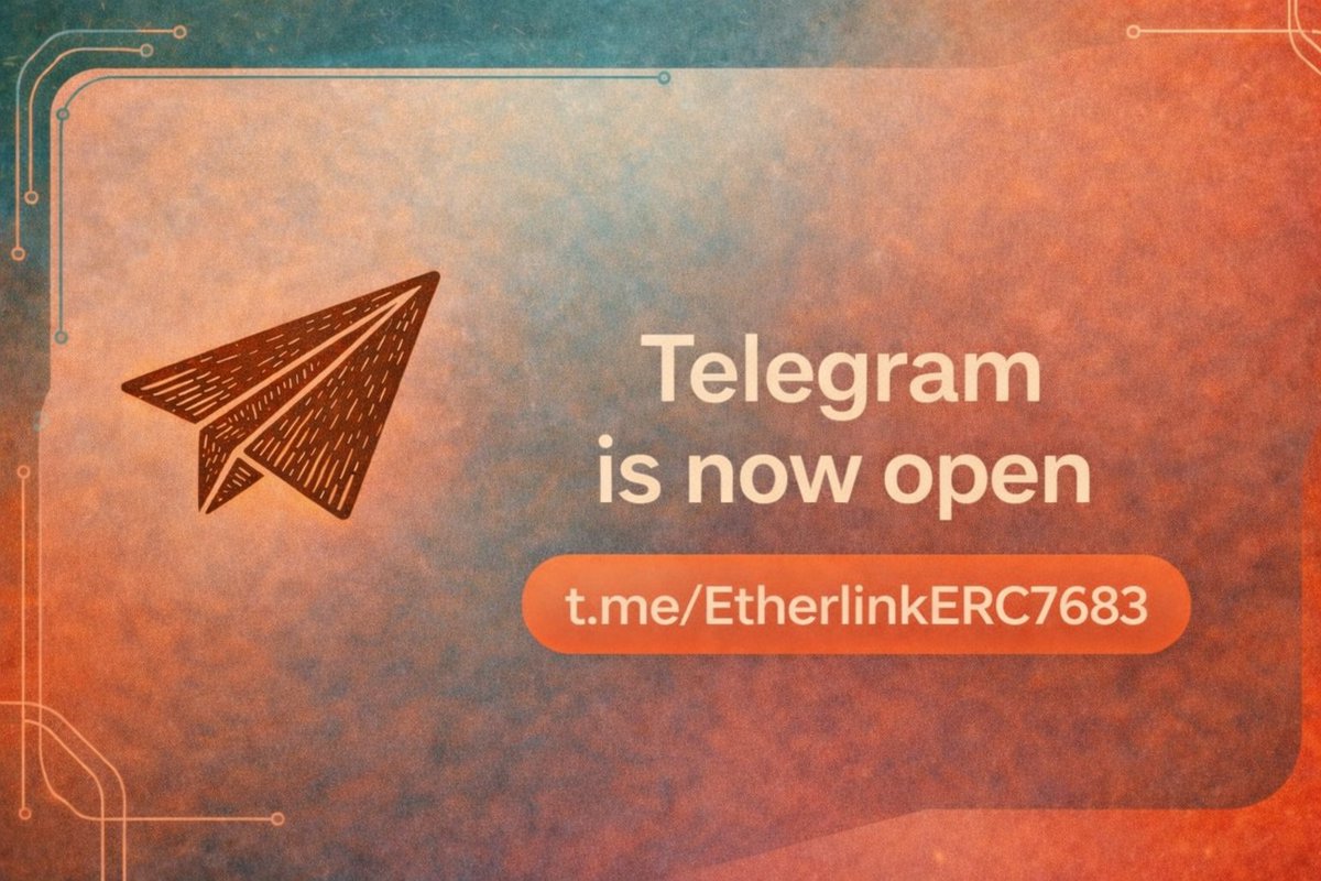 💬 The Etherlink Telegram is now open.

Protocol updates. Technical discussions. Launch announcements.

Join the conversation ↓
👉 t.me/EtherlinkERC76…