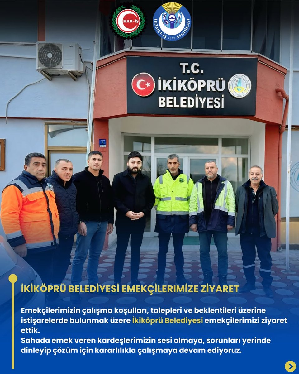 İKİKÖPRÜ BELEDİYESİ EMEKÇİLERİMİZE ZİYARET

📍 İkiköprü Belediyesi

İkiköprü Belediyesi emekçilerimizi ziyaret ettik.

Sahada görev yapan emekçi kardeşlerimizin talep, sorun ve beklentilerini yerinde dinledik.

Alın terinin karşılığını alması, emeğin hakkının korunması için dün