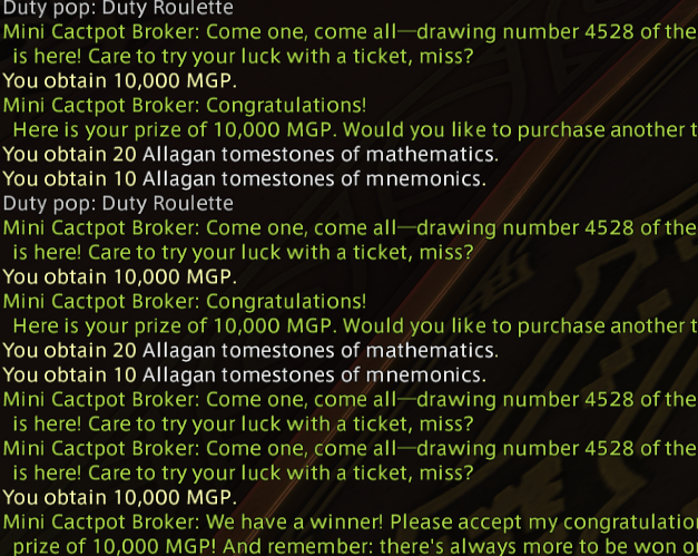 was spamming some crystalline conflict in between doing my mini cactpot when this happened.