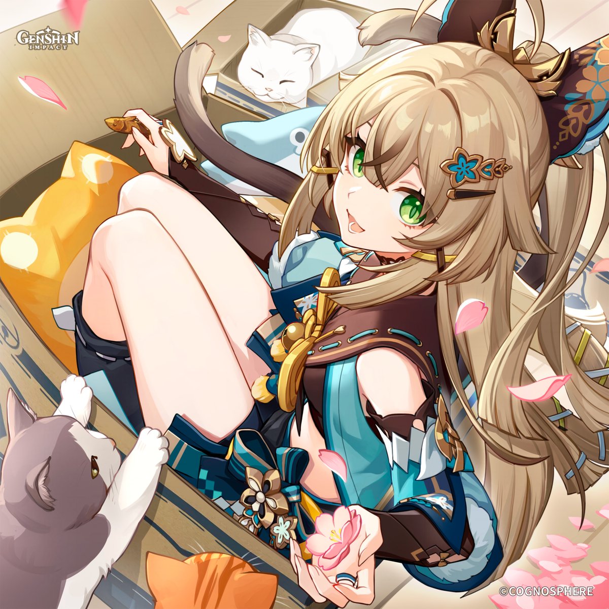 GenshinImpact's tweet image. Happy Birthday, Kirara!
#GenshinImpact #Kirara 

Huh? What are you doing here? Uh... you think I'm having fun?
I—I'm testing how sturdy this box is! Yeah! That counts as work too!
Why do you look so unconvinced... Alright, you got me. No cat can resist the temptation of a…
