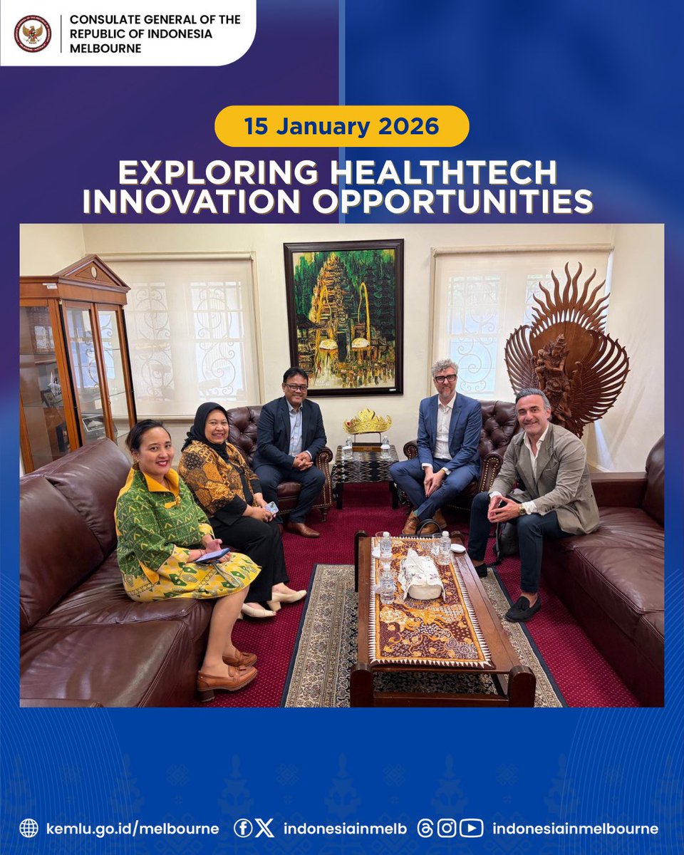 🇮🇩🇦🇺 Exploring HealthTech Innovation Opportunities 📊🩺

Berita selengkapnya: 
kemlu.go.id/melbourne/beri…

#IniDiplomasi #IndonesiaUntukDunia #DemiNKRI #IndonesianWay #RintisKemajuan