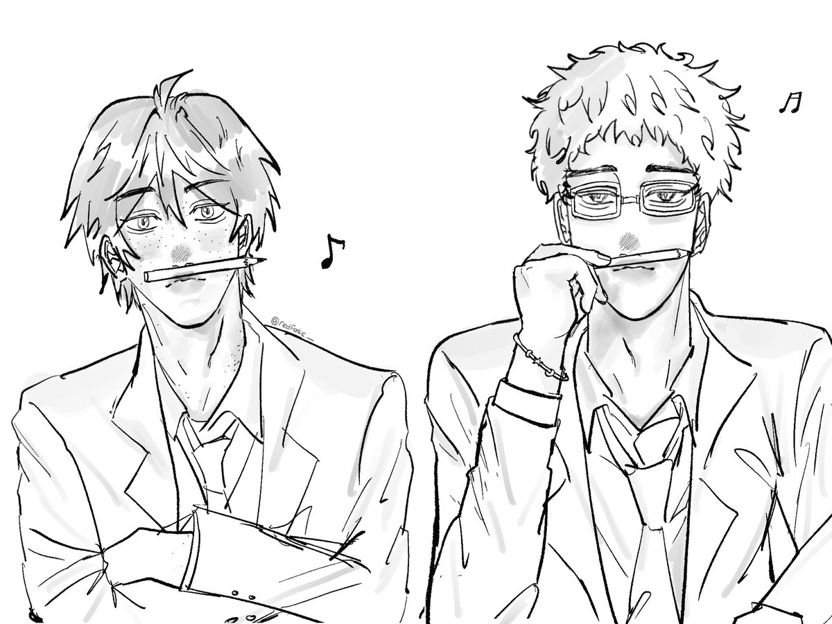redfoxc_'s tweet image. they’re imitating each other wow

#haikyuu #tsukkiyama