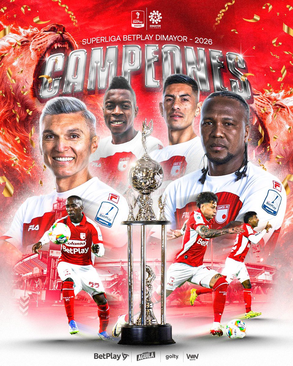 Dimayor's tweet image. ¡𝗟𝗼𝘀 '𝗟𝗲𝗼𝗻𝗲𝘀' 𝘀𝗼𝗻 𝗖𝗔𝗠𝗣𝗘𝗢𝗡𝗘𝗦! 🦁🏆

@SantaFe ganó en casa y es el campeón de la #SuperLigaBetPlayDIMAYOR 2026 ⚽

¡Felicidades! 👏

#LaCasaDeTodos