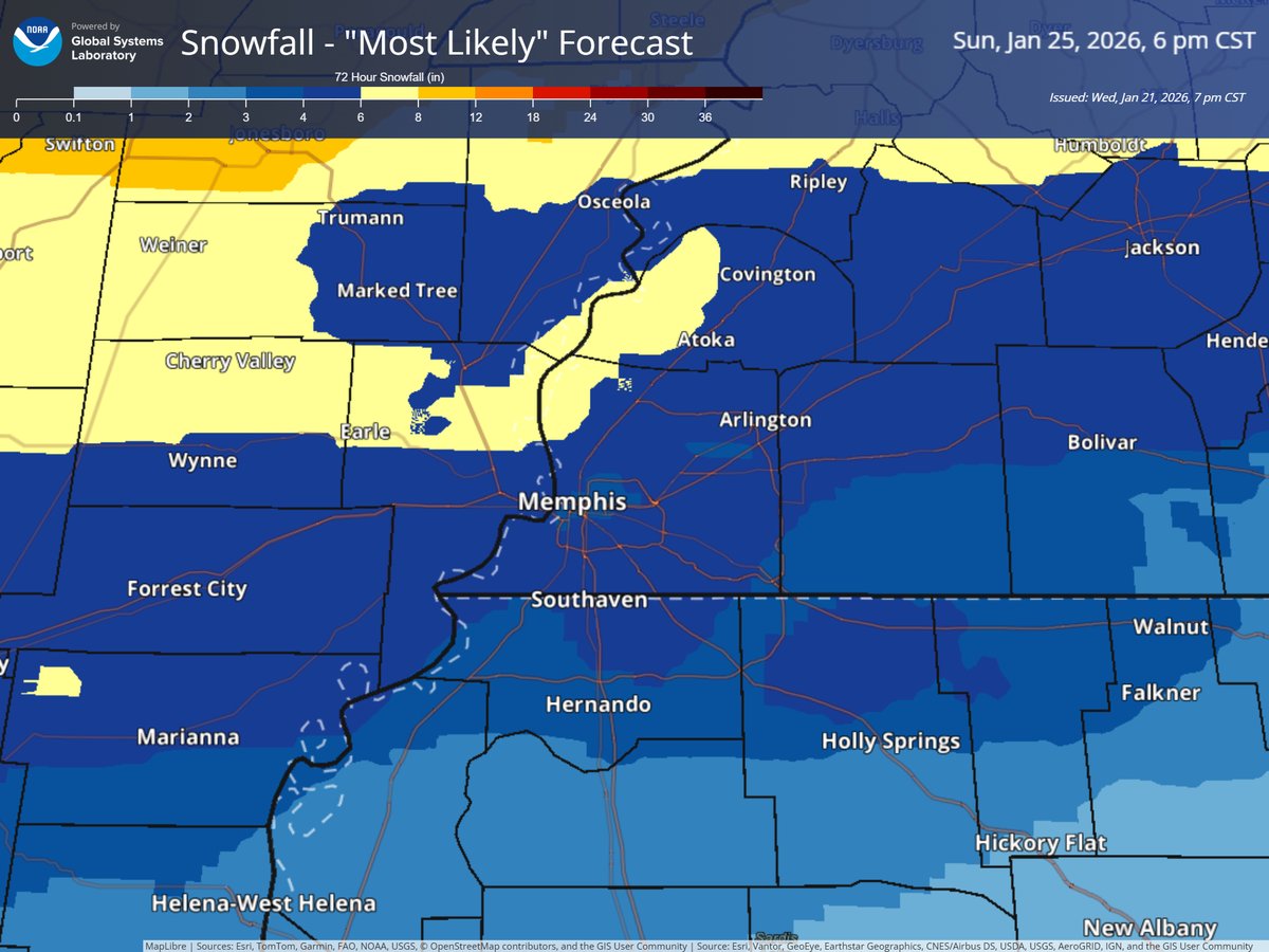 [NEW MWN BLOG] Here's the latest information on the weekend winter storm, including our first call on precip totals, plus as lot of pretty pictures!  #memsnow memphisweather.net/blog/2026/01/2…