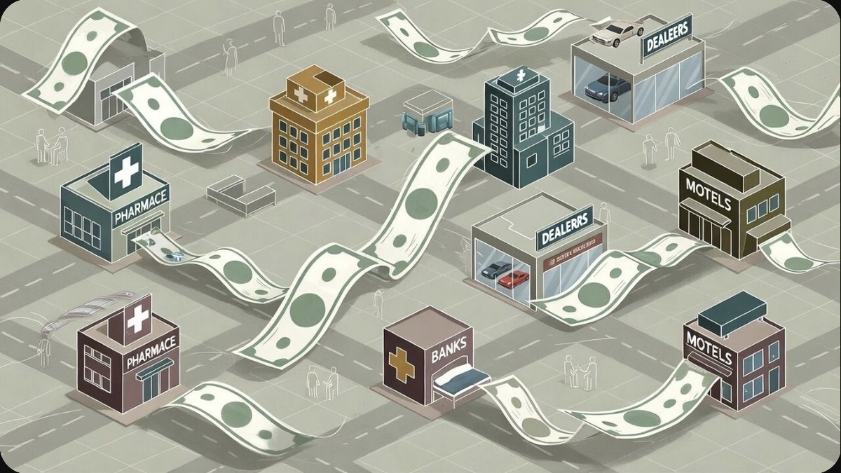 En Ecuador el lavado no grita, susurra. No corre, camina en fila. Empieza cuando el dinero manchado aprende a comportarse: entra en farmacias que venden salud, en bancos que venden confianza, en moteles que venden silencio. También en concesionarias: autos que rotan rápido, pagos