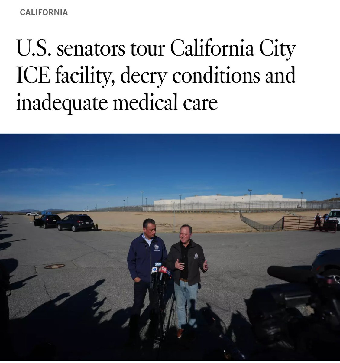 I conducted an oversight visit at an ICE detention facility in California City and met with dozens of people whose lives have been upended, many without due process. 

Their stories were devastating. If Republicans refuse to uphold their oath to the Constitution and check this