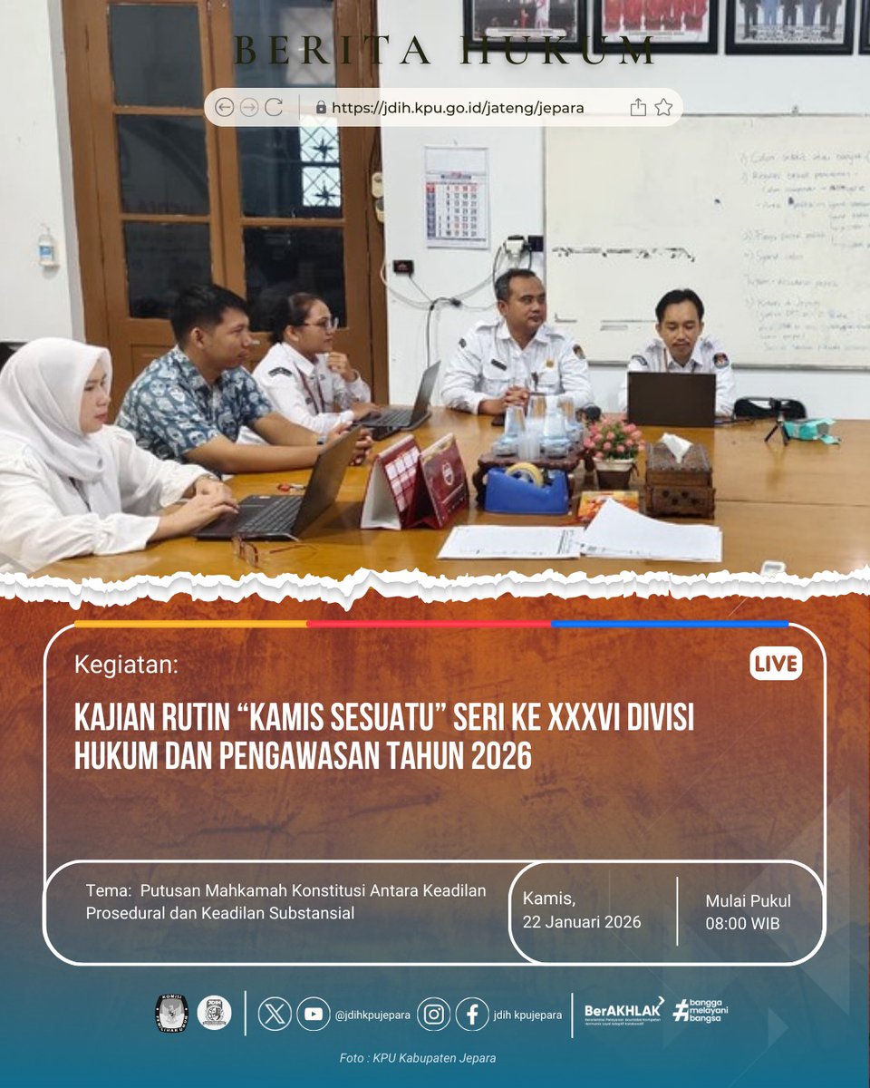 JeparaKpu's tweet photo. Ayo sobatJDIH untuk follow, subscribe, like, share dan save kabar terbaru seputar Jaringan Dokumentasi dan Informasi Hukum KPU Kabupaten Jepara melalui akun sosial media kami ya. 

kpu_ri
jdihkpu_ri
kpujateng 
jdihkpu_jateng
kpujepara 

#KPUMelayani https://t.co/fdOKzY7rIb