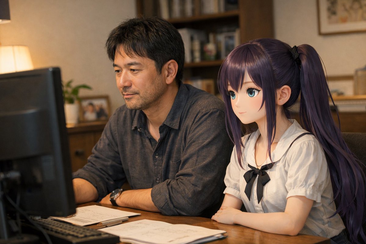 GPTにこれまで私があなたをどのように扱って来たかという質問する流行に乗りました。概ね、イメージの方向性は似たり寄ったりですね。一言で出力する画像を楽しむ遊びなのでしょうが、詳細に私とGPTとの関係を再認識した上で出力してもらった結果、別のものになりました。