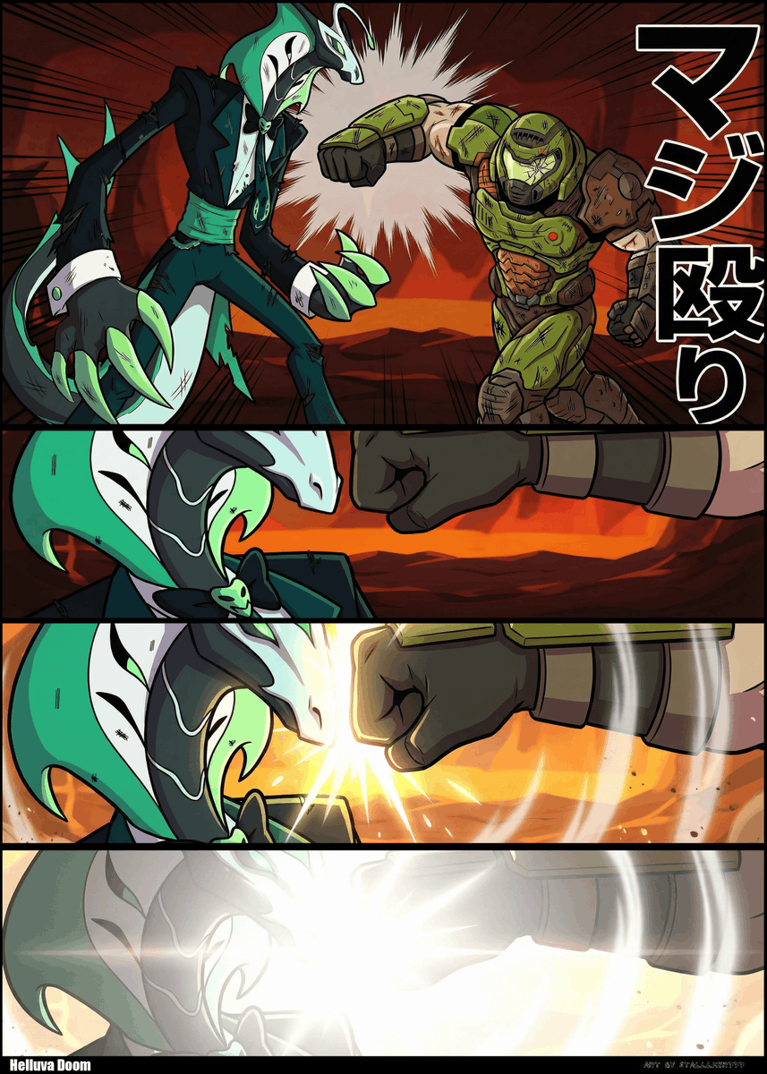 HelluvaDoom's tweet photo. A clash so powerful, the Multiverse trembles. 🤯
It’s the Slayer vs Leviathan in the final battle of my "Helluva Doom" AU.

The #DoomSlayer vs Leviathan (Main Villain OC)

#DOOM #HelluvaBoss #HazbinHotel #HelluvaBossOC #Crossover #Bethesda #VivziePop #ComicArt https://t.co/1yA9r0bsmt