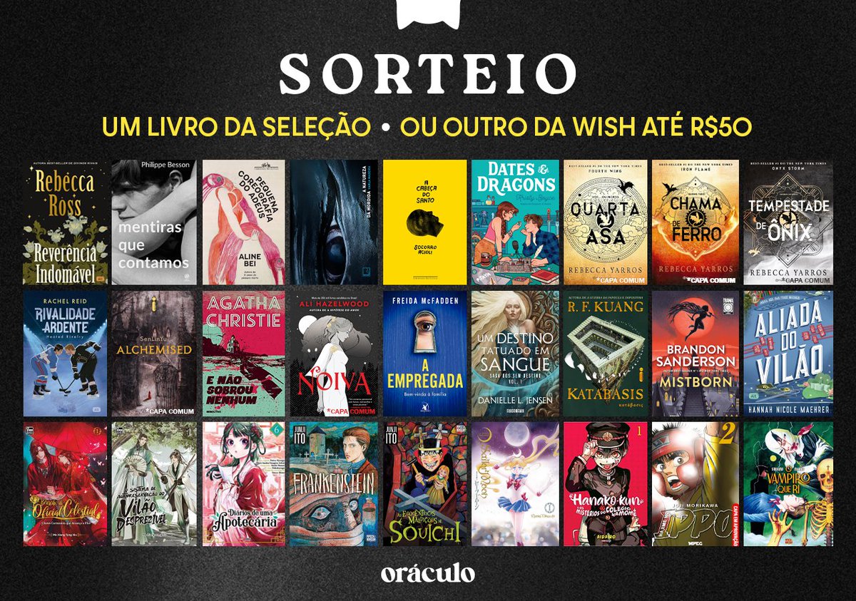 🔮 SORTEIO 

🏆 1 livro do banner OU outro da wish até R$50

📜 REGRAS:
— Siga <a href="/clubeoraculo/">Clube do Oráculo 🔮📚</a>
— Curta e dê RT neste tweet
— Curta e dê RT no tweet fixado
— Comente qual prêmio prefere

😼 Participe até 28/01. Boa sorte!