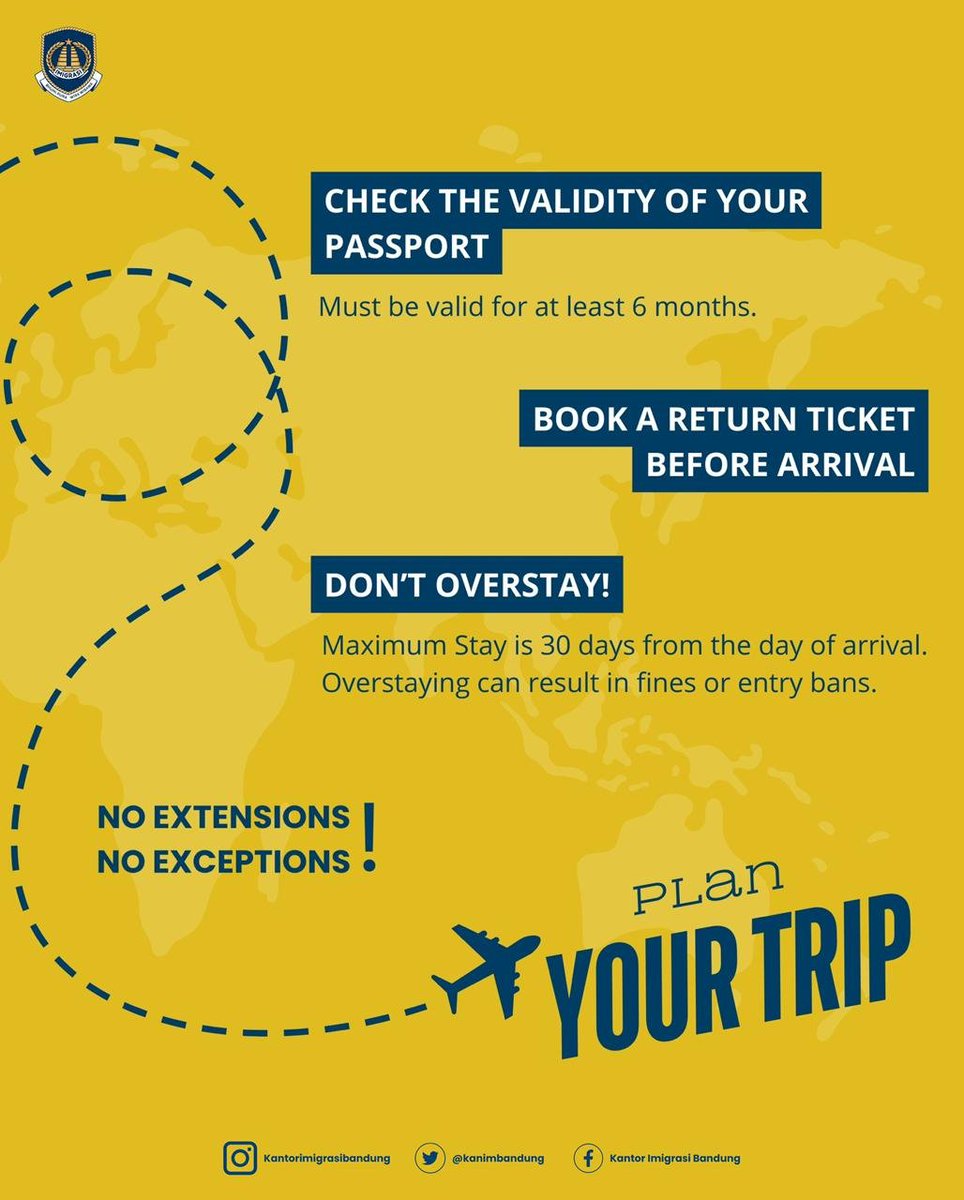 Hello Sahabat Mido, here’s everything you need to know about Visa Exemption. Enjoy Indonesia, stay within the rules.

Further information, visit evisa.imigrasi.co.id or chat with us at imigrasi.co.id

#paspor #imigrasi #imigrasibandung