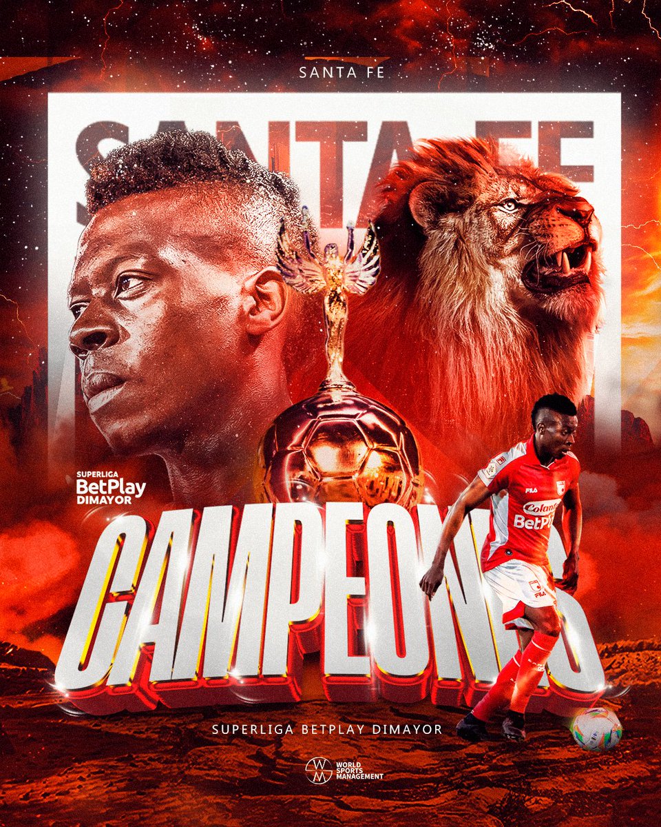 WorldSportsM's tweet photo. 💥 ¡SANTA FE ES CAMPEÓN! 🔴⚪

@SantaFe_Oficial  Los leones 🦁 son los campeones de la #SuperLigaBetPlayDIMAYOR 2026 ⚽️🏆

¡Felicidades Helibelton Palacios! 🔥🦁💪

#santafecampeón🏆 #VamosSantaFe 🔴⚪️ #fùtbol

@caefcado https://t.co/h4Da9C9Pv7