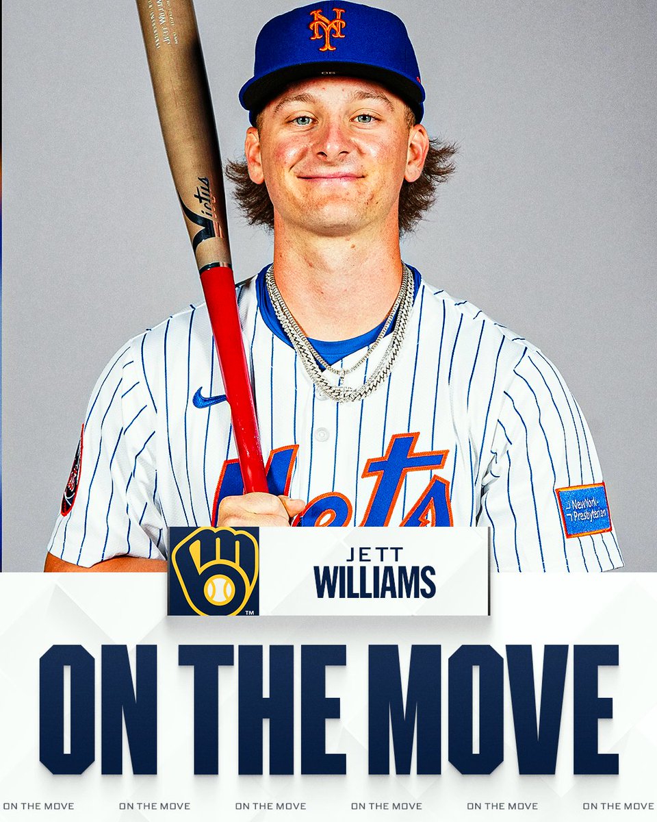 Brewers reportedly acquire MLB's No. 30 prospect SS/OF Jett Williams and RHP Brandon Sproat from Mets, per multiple reports including MLB's @Feinsand.