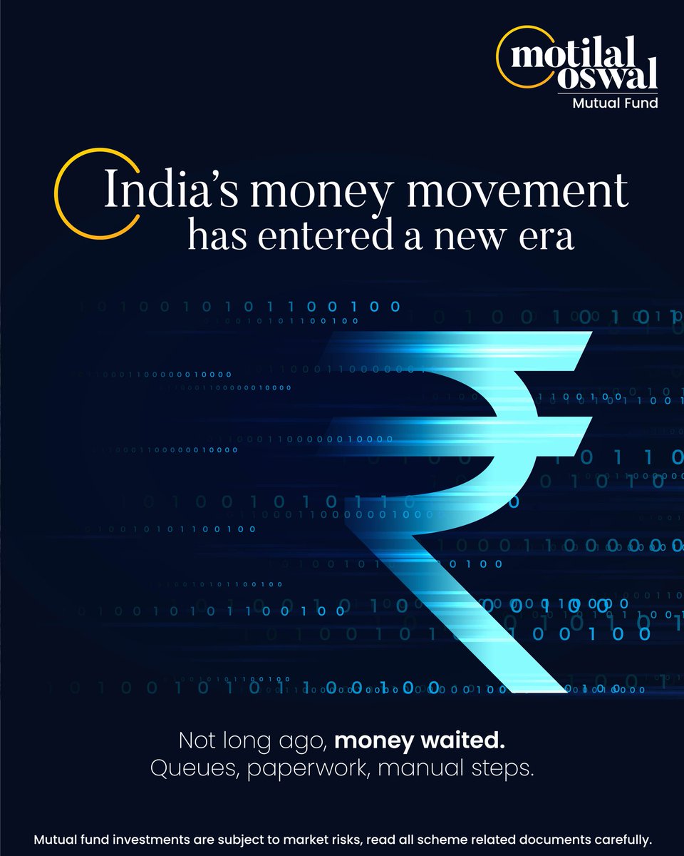 MotilalOswalAMC's tweet image. India’s money habits have fundamentally changed.

From physical processes to digital flows, finance now moves at speed and scale.

This shift is powered by fintech platforms reshaping how India pays, saves, borrows, and invests.

#DigitalFinanceIndia #FintechGrowth