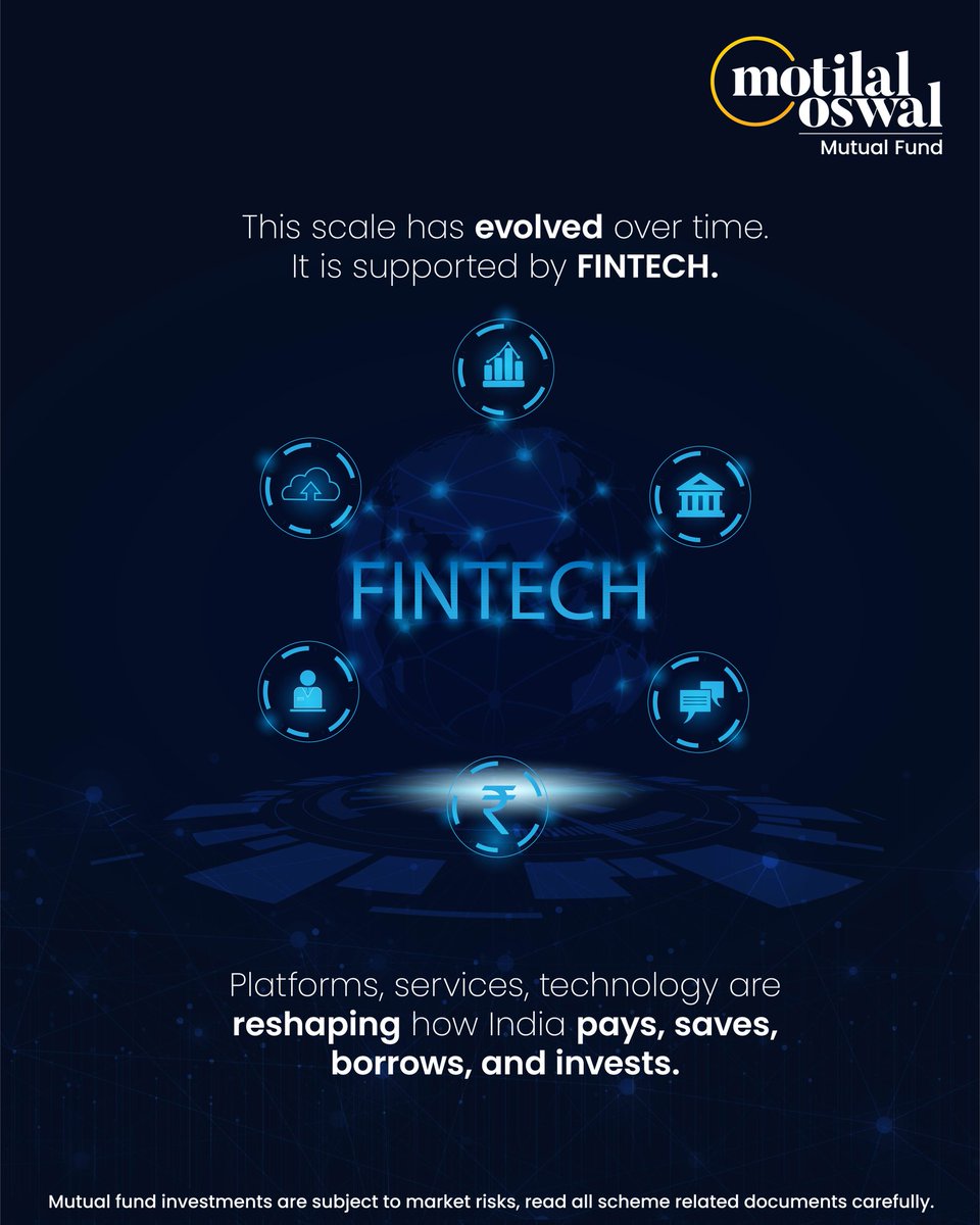 MotilalOswalAMC's tweet image. India’s money habits have fundamentally changed.

From physical processes to digital flows, finance now moves at speed and scale.

This shift is powered by fintech platforms reshaping how India pays, saves, borrows, and invests.

#DigitalFinanceIndia #FintechGrowth