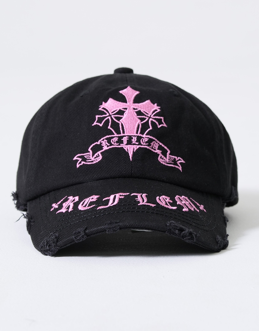 NEW ARRIVAL】 REFLEM【レフレム】 クロス刺繍ダメージデニムキャップ