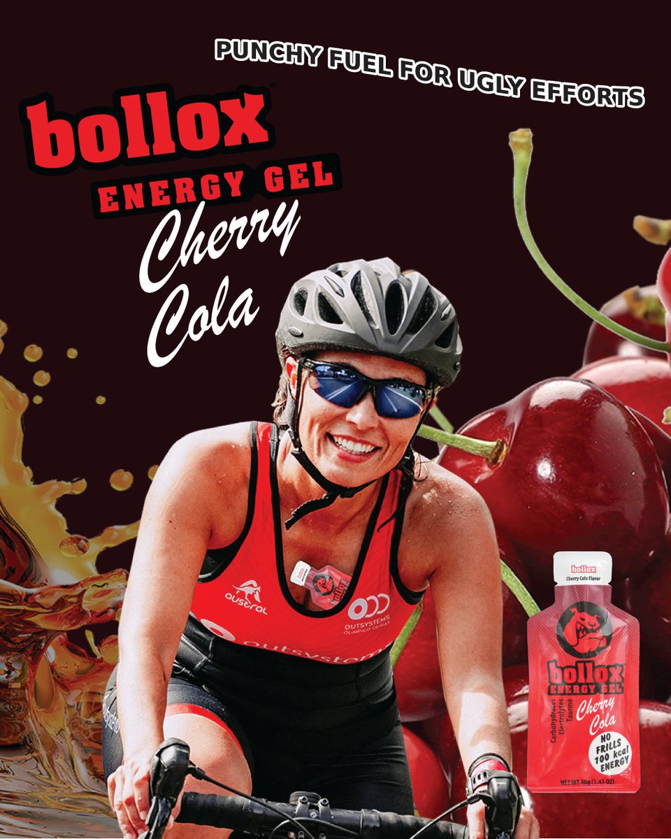 INTRODUCING BOLLOX CHERRY COLA ENERGY GEL. 

Offering a Cola kick with a Cherry bite.
Sweet fuel for ugly efforts.

#NoFrillsFuel #cherrycola #EnergyGel #bolloxenergy