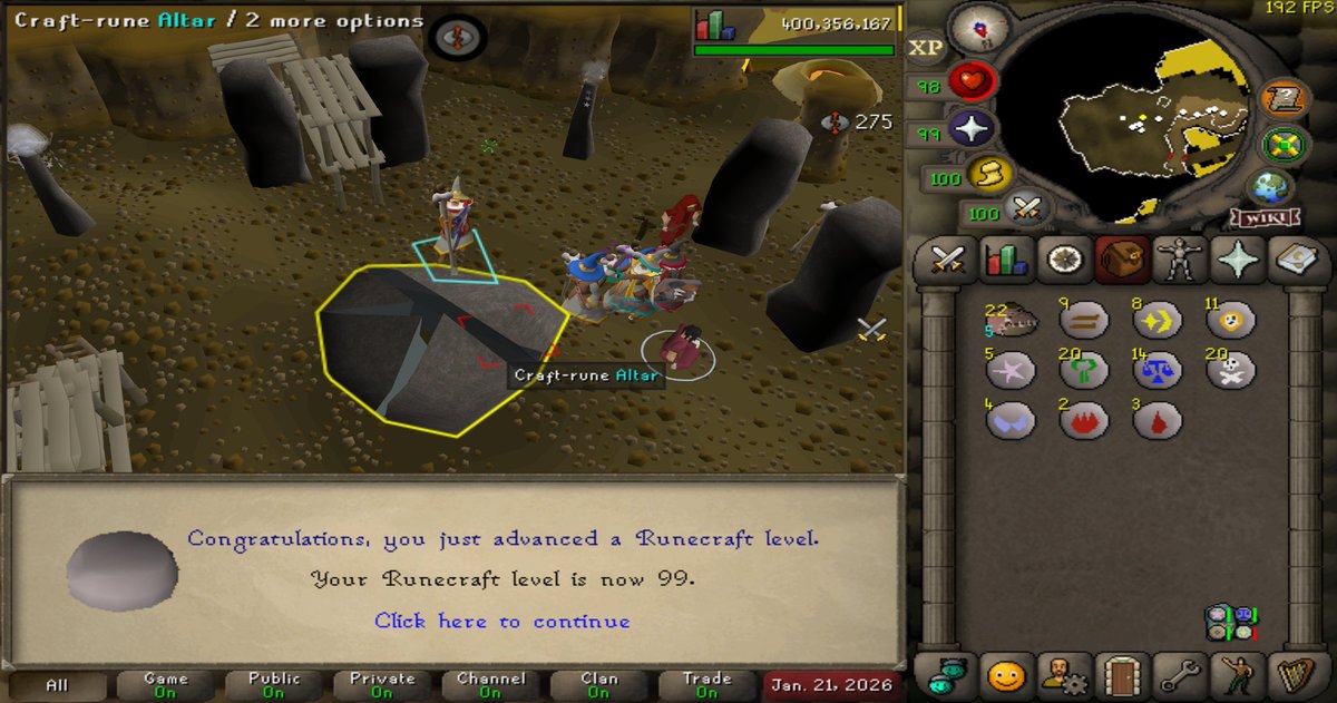 Set_Henk's tweet photo. 99 RC #osrs #runescape #maxingjourney #runecrafting https://t.co/raDPkT0psa