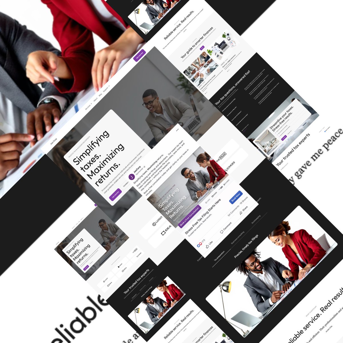 pucksandpixels's tweet photo. Built this landing page for an accountant. How much do you think they paid for it? https://t.co/YjNHTfQ3FA