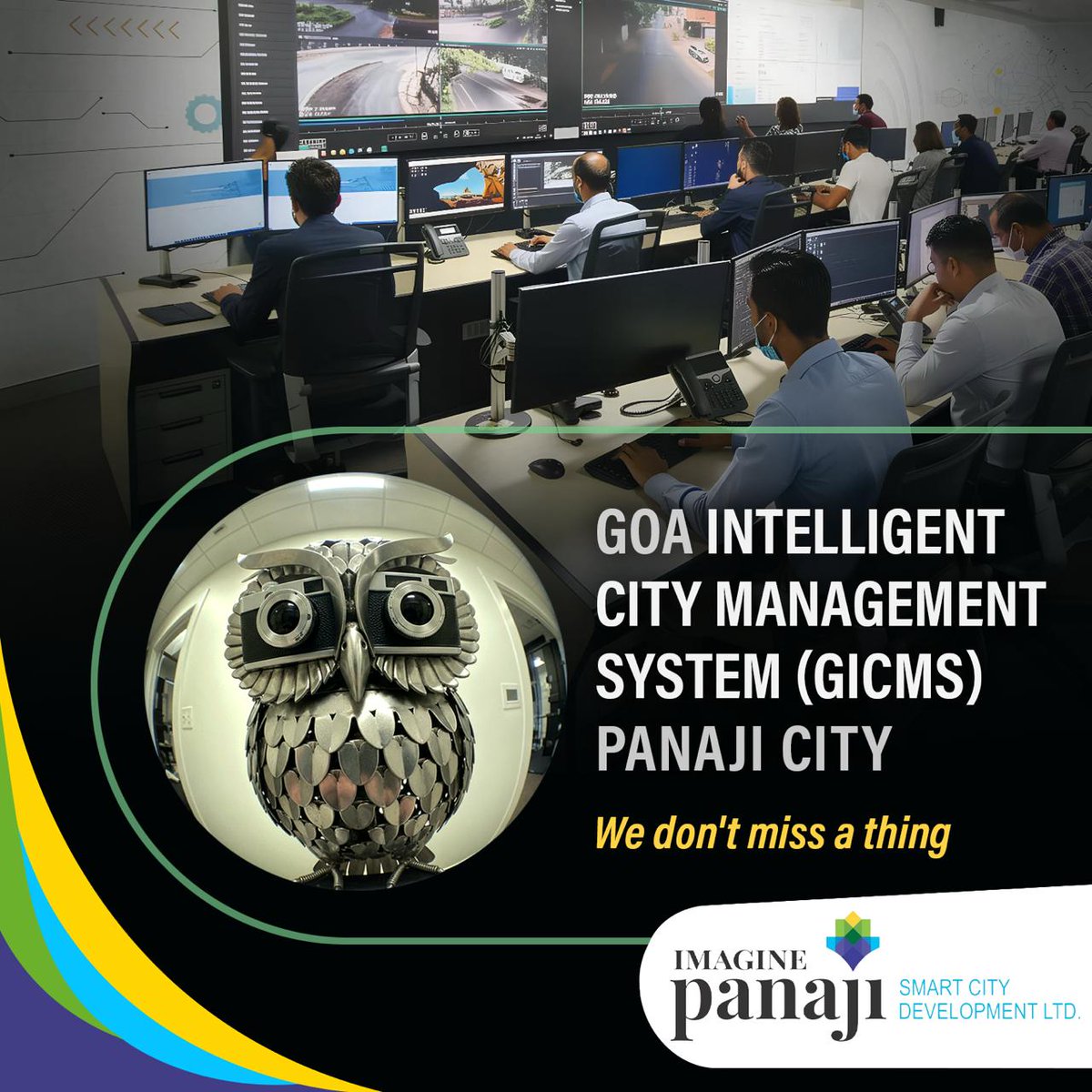 ImaginePanaji's tweet photo. Imagine Panaji Smart City Development Ltd is building a future-ready Panaji using the GOA INTELLIGENT CITY MANAGEMENT SYSTEM (GICMS) enables real-time monitoring, faster response, and informed decision-making. 
#ImaginePanaji #PanajiSmartCity  #IntegratedCommandControl https://t.co/c6pkRbcl1J
