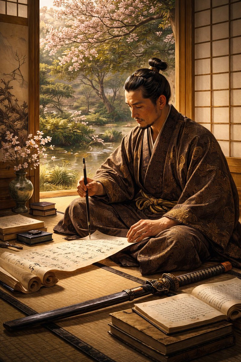 HistoriaNeta's tweet photo. 🖋️ Los samuráis no solo se entrenaban para la guerra.

Además de dominar la espada, practicaban poesía, caligrafía y filosofía. Para ellos, la disciplina mental y el autocontrol eran tan importantes como la fuerza física en el combate. https://t.co/DtgmZf9Jni