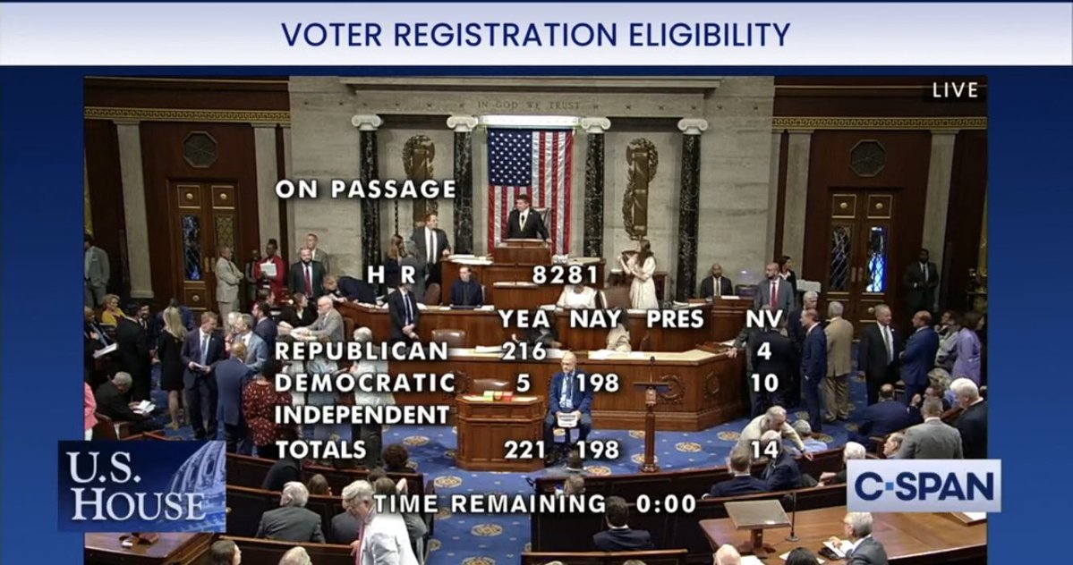 EndWokeness's tweet image. 198 House Democrats voted down a bill to require proof of citizenship to vote

Ask yourselves why