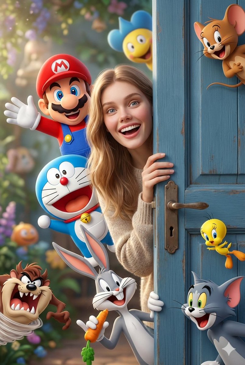 Lovart prompt result: How Cartoon Characters Brought My Photos to Life